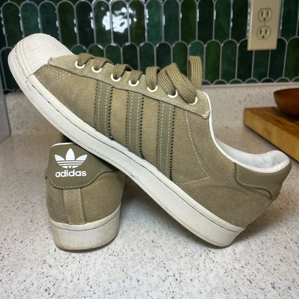 Adidas Tan and White Classic Sneakers